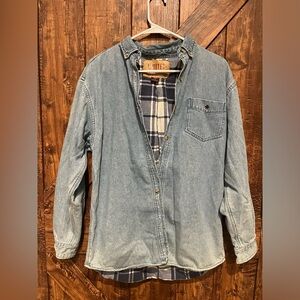 Limited jeans vintage Womens 100% cotton denim jean jacket flannel‎ plaid lining